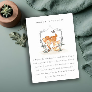 mum deer fawn floral crest books for baby shower enclosure invitations