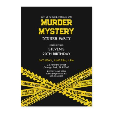 murder mystery birthday party with police tapes invitation