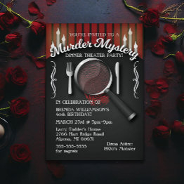 Small Murder Mystery Dinner Theater Party Invitation Front View