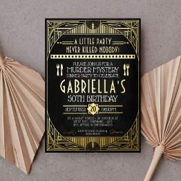 Small Murder Mystery Party Birthday Foil Invitation Front View