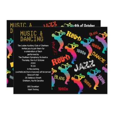 music and dancing party jazz retro music invitation