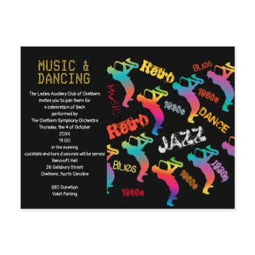 music and dancing party jazz retro music postinvitations