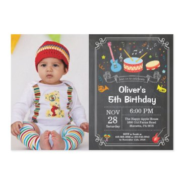 music birthday party invitation chalkboard photo