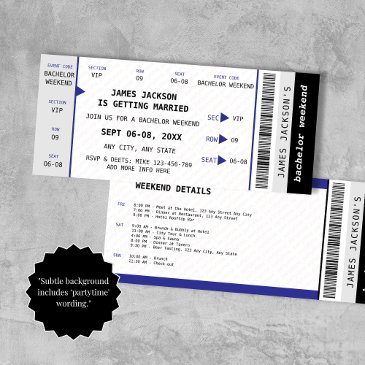 music concert ticket bachelor weekend itinerary invitation