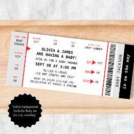 Small Music Concert Ticket Unique Funny Baby Shower Invitation Front View