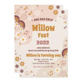 Small Music Festival Floralfest Hippie Birthday Party Invitation Front View