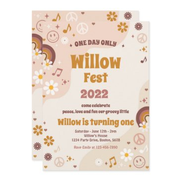 music festival floralfest hippie birthday party invitation