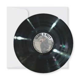 Small Music=love Round Vinyl Record Wedding Invitation Front View