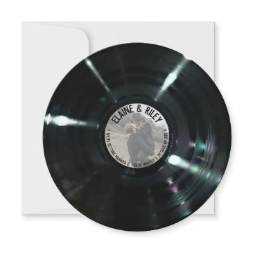music=love round vinyl record wedding invitation