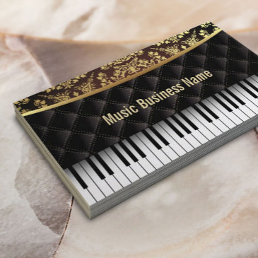 music luxury diamond pattern piano lessons business invitations
