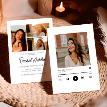 music player graduation party invite, photo grad invitation