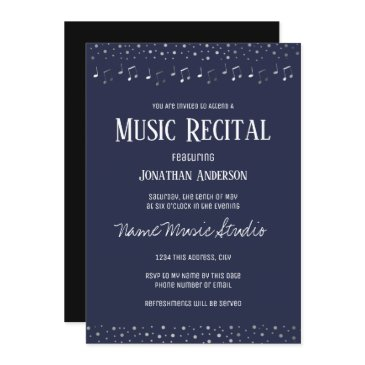 music recital elegant silver invitation