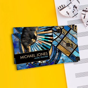 music teacher abstract art collage business invitations