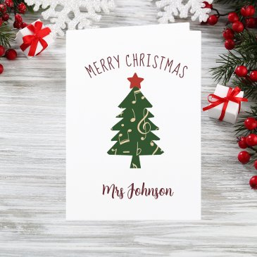 music teacher flute piano violin christmas tree holiday invitations
