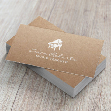 music teacher musical piano logo rustic kraft business invitations