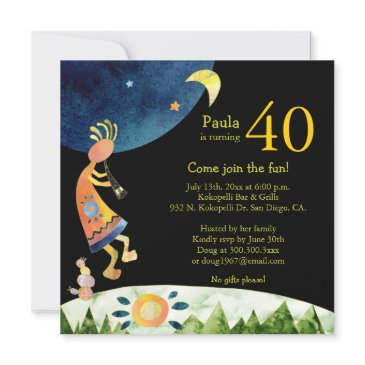 musical kokopelli 40th birthday party invitation