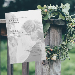 Small Muted Photo Together With Our Families Wedding Invitation Front View