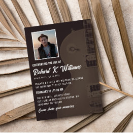 Small Muted Tones Guitar Photo Celebrating The Life Invitation Front View