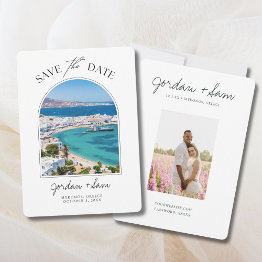 Small Mykonos Greece Wedding Save The Date Invitation Front View