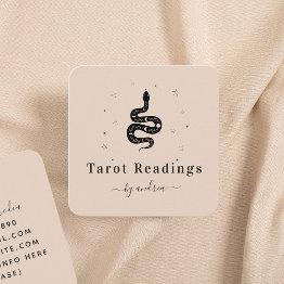 Small Mystic Boho Snake Moon Lunar Celestial Spiritual Square Business Invitations Front View