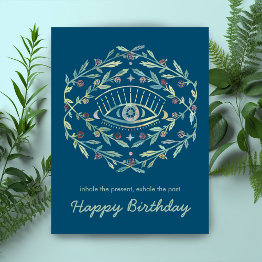 Small Mystical Eye Roses Inspirational Happy Birthday Postinvitations Front View