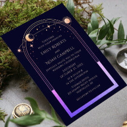 Small Mystical Rainbow Sun Star Moon Astronomy Space Invitation Front View