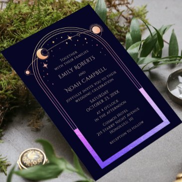 mystical rainbow sun star moon astronomy space invitation