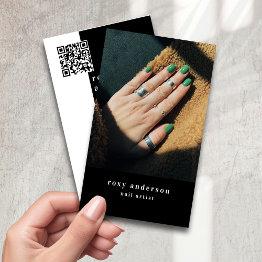 Small Nail Artist Photo Qr Code Business Invitations Front View