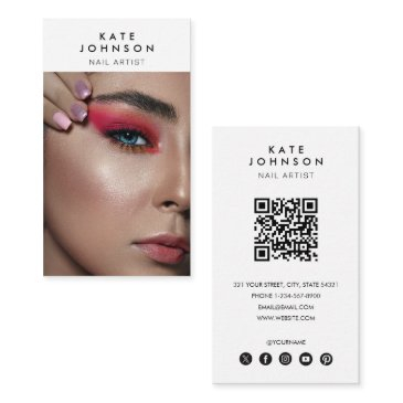 nail salon makeup artist photo qr code business invitations