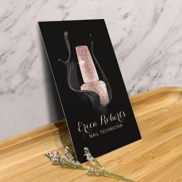 nail salon manicurist modern black & rose gold business invitations