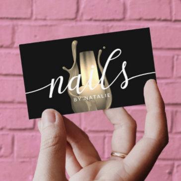 nail salon modern gold polish bottle manicurist business invitations