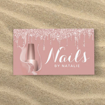 nail salon modern rose gold drips manicurist business invitations