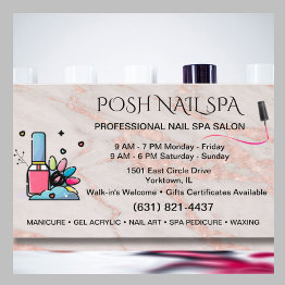 Small Nail Salon Spa Technician Blush Rose Marble  Business Invitations Front View