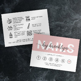Small Nail Tech Blush Pink Script Loyalty Invitations Front View