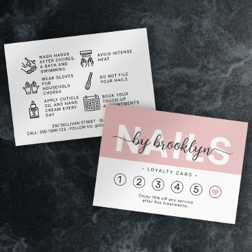 nail tech blush pink script loyalty invitations