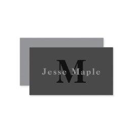 Small Name & Monogram | Dark Gray Enclosure Invitations Front View