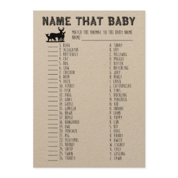 name that baby shower game, baby animals matching invitation