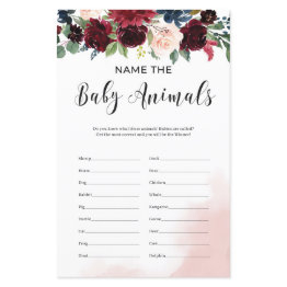 Small Name The Baby Animals Burgundy Navy Floral Game Front View
