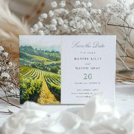 Small Napa Valley Vineyard Save The Date Wedding Invitation Front View