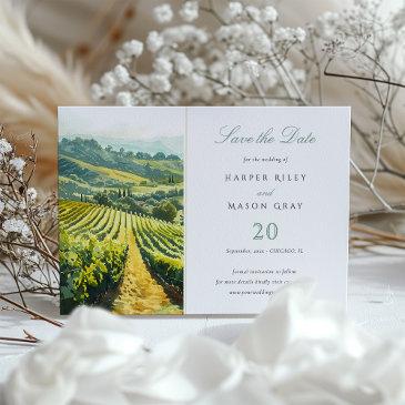 napa valley vineyard save the date wedding invitation