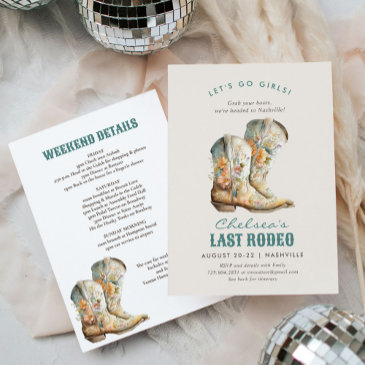 nashville last rodeo boots bachelorette party invi invitation