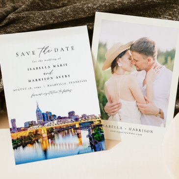 nashville tennessee skyline save the date invitation