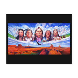 Small Native American Indian Chiefs Illustration Postinvitations Front View