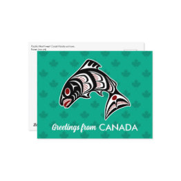 Small Native American Red Black Haida Art Salmon Postinvitations Front View
