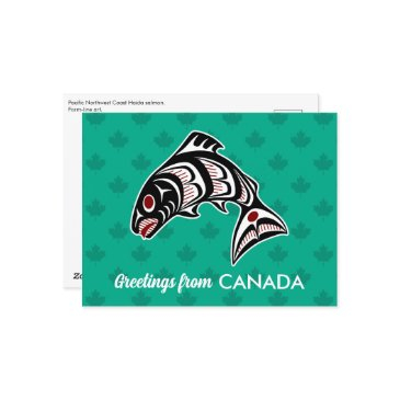 native american red black haida art salmon postinvitations