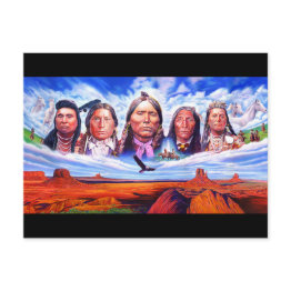 Small Native Americans Art Illustration Postinvitations Front View