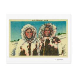 Small Native Eskimo Girls In Alaskastate Postinvitations Front View