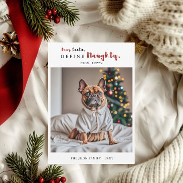 naughty funny dog photo calligraphy christmas holiday invitations