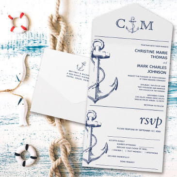 nautical anchor wedding song request white meal all in one invitation