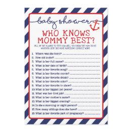 Small Nautical Baby Shower Game Who Knows Mommy Best Invitation Front View